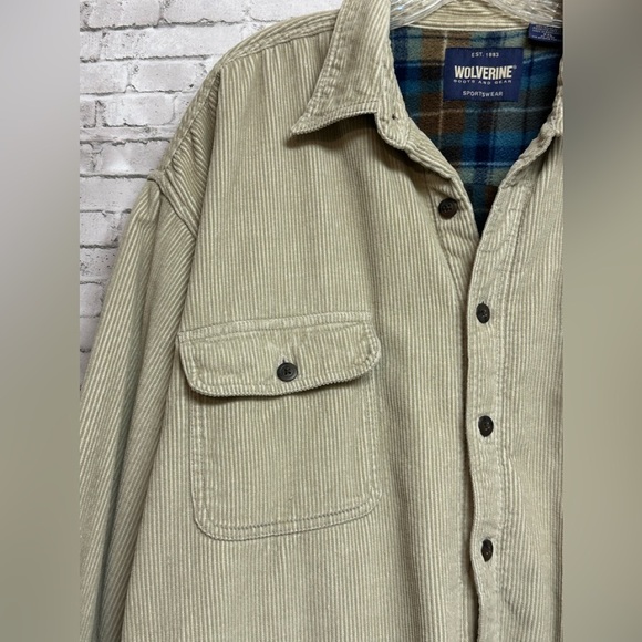 Wolverine Boots And Gear Mens XXL Corduroy Fleece Lined Shirt Jacket Tan Shaket - Picture 4 of 13